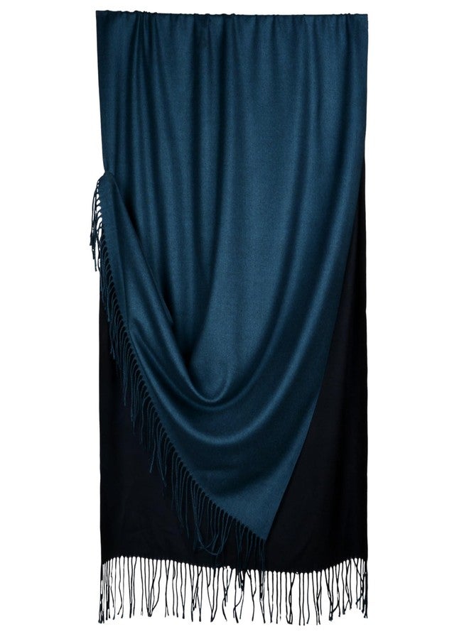 Iristide Pashmina Scarf for Women Winter Dressy Shawls and Wraps for Evening Wedding Travel Party Warm Large Elegant Scarves,Teal Black - Image 1